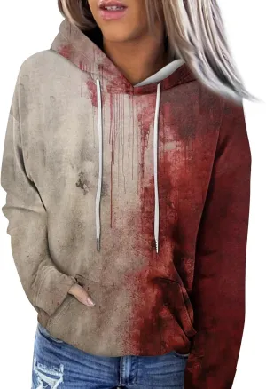 Halloween Costumes for Women 2024 Trendy Cute Pumpkin Graphic Hoodies with Pockets Pullover Sweatshirts Casual