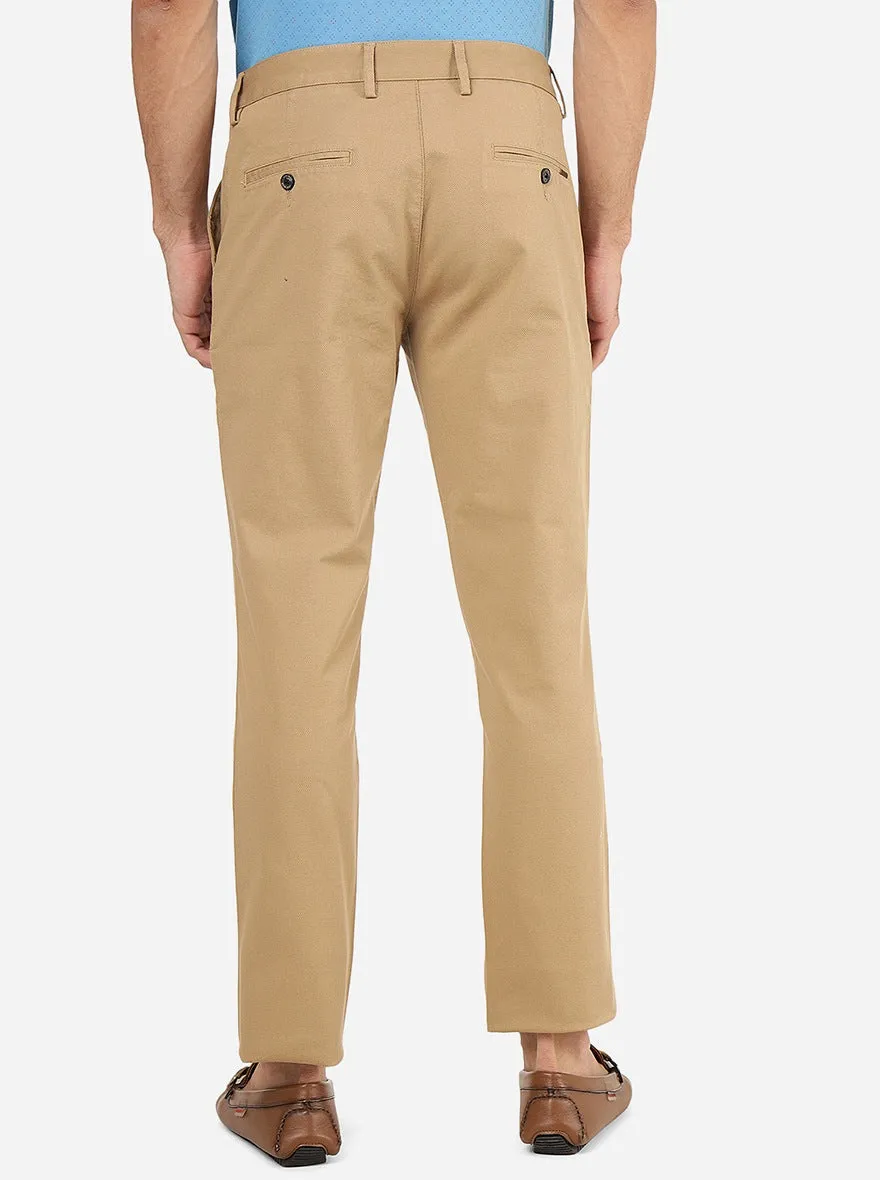 Khakhi Solid Uno Fit Casual Trouser | JadeBlue