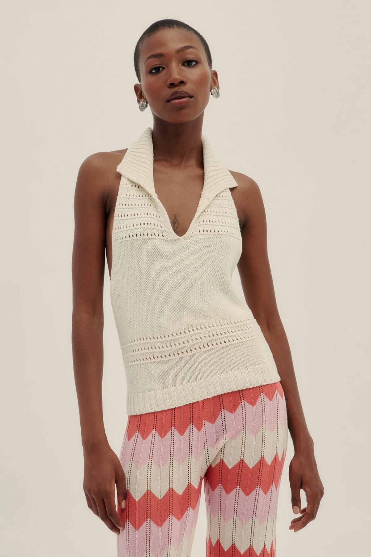 Knit Halter Top Cream
