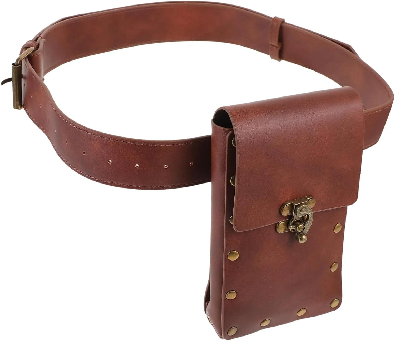LIFKOME Small Waist Bag for Women Fashion Belt Pouch Retro Vintage Style Travel Pouch Stylish Fanny Pack Brown Bg018-2