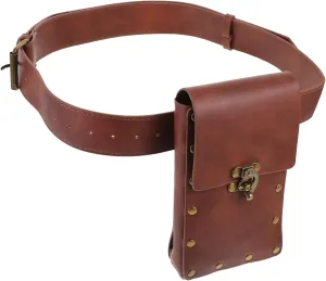LIFKOME Small Waist Bag for Women Fashion Belt Pouch Retro Vintage Style Travel Pouch Stylish Fanny Pack Brown Bg018-2