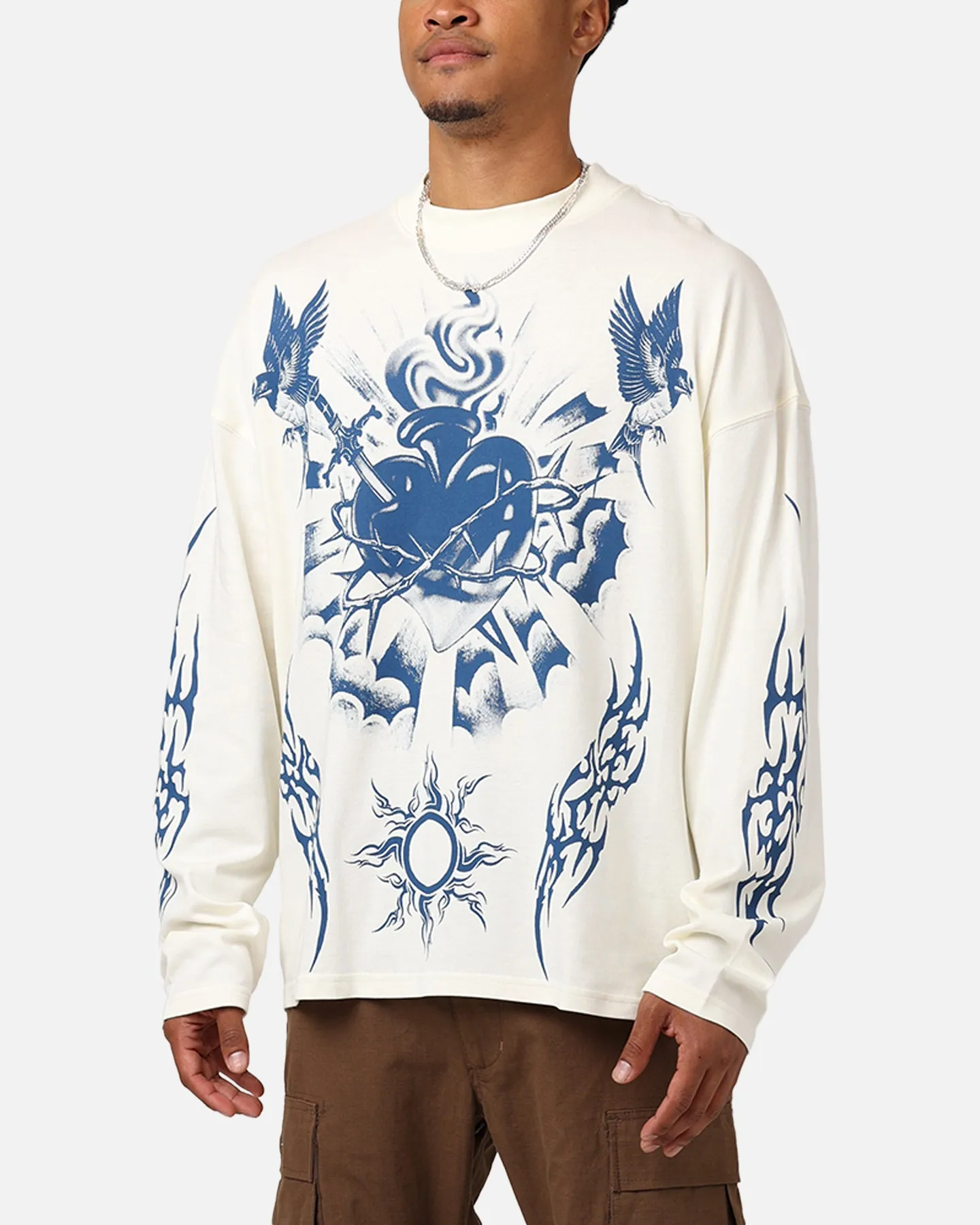 Loiter Hearts Ablaze Long Sleeve T-Shirt Off White