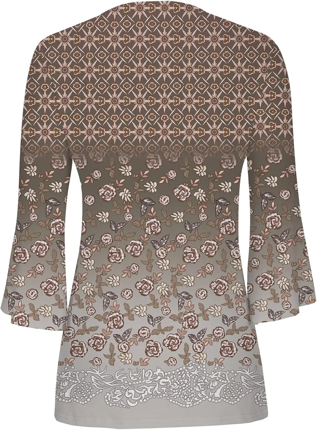 LRMQS 3/4 Length Sleeve Womens Tops 2025 Casual Summer Boho Spring Tunic Shirts Trendy Floral Bohemian Blouses Ladies Clothes