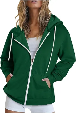 LRMQS Womens Fall Fashion 2024 Hoodies Zip up Long Sleeve Sweatshirt Jackets with Pocket Loose Casual Trendy Clothes Outfits