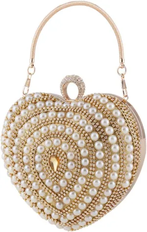 Luxury Fashion Evening Bag Heart Shape Metal Crafted Clutch for Dinner Parties Stylish Prom Night Out Purse