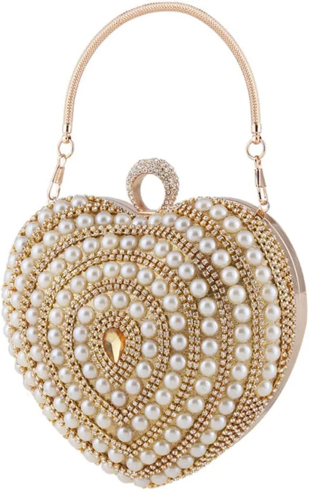Luxury Fashion Evening Bag Heart Shape Metal Crafted Clutch for Dinner Parties Stylish Prom Night Out Purse