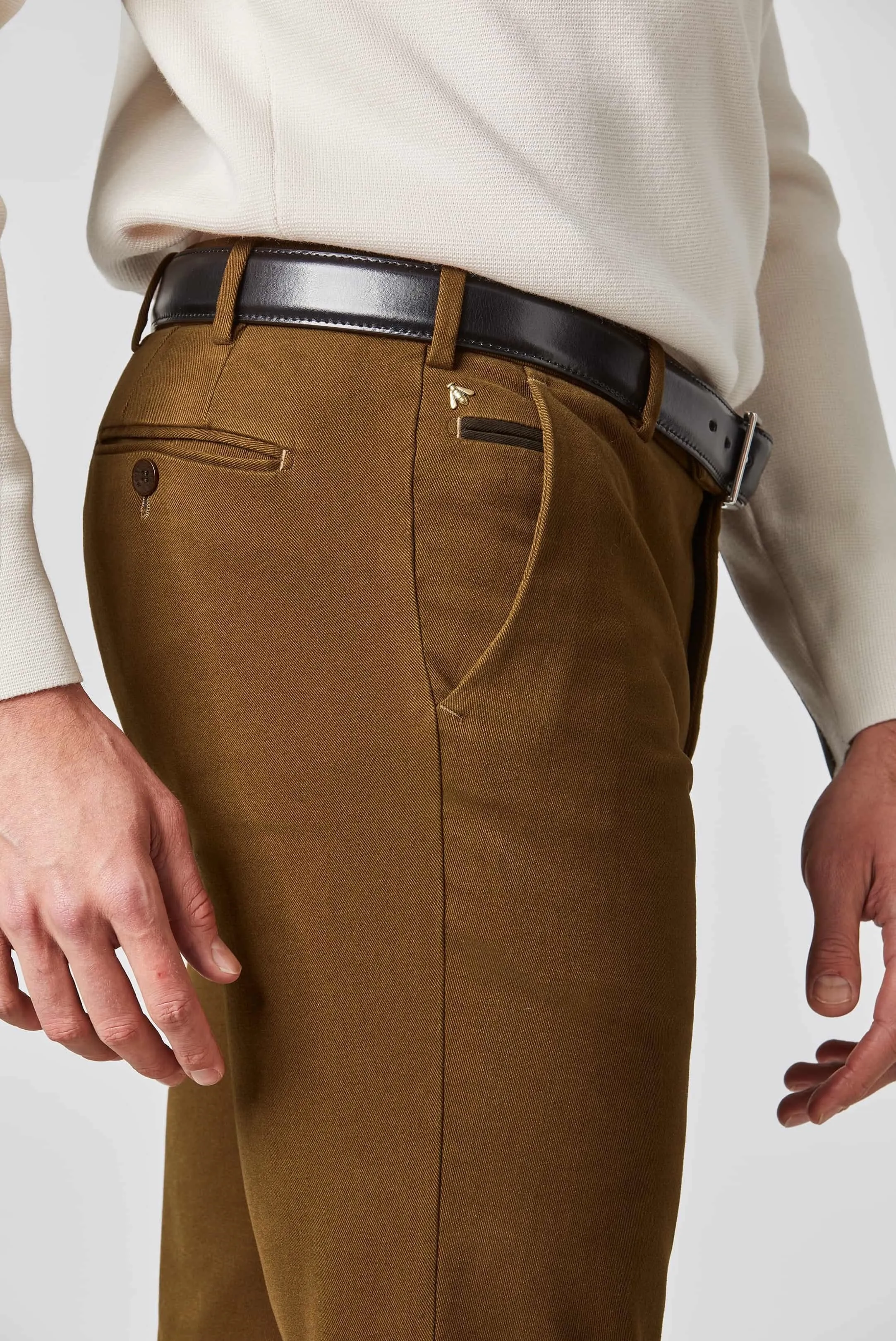 Luxury Caramel Meyer Exclusive Bonn Twill Cotton Chino Trousers