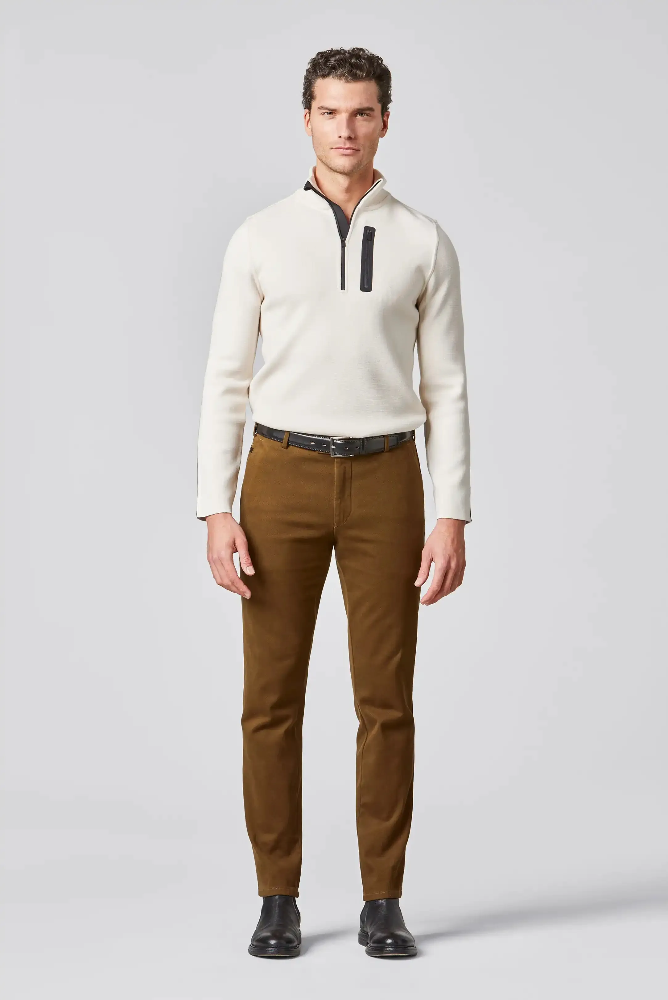 Luxury Caramel Meyer Exclusive Bonn Twill Cotton Chino Trousers