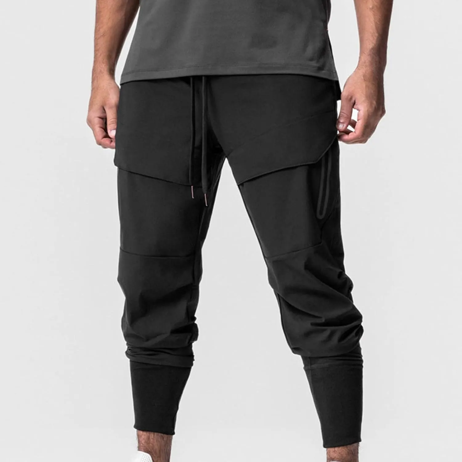 Muscularfit Mens Jogger Pants Drawstring Stretch Quick Drying Solid Hiking Pants Skinny Slacks Tapered Cycling Climbing Pant