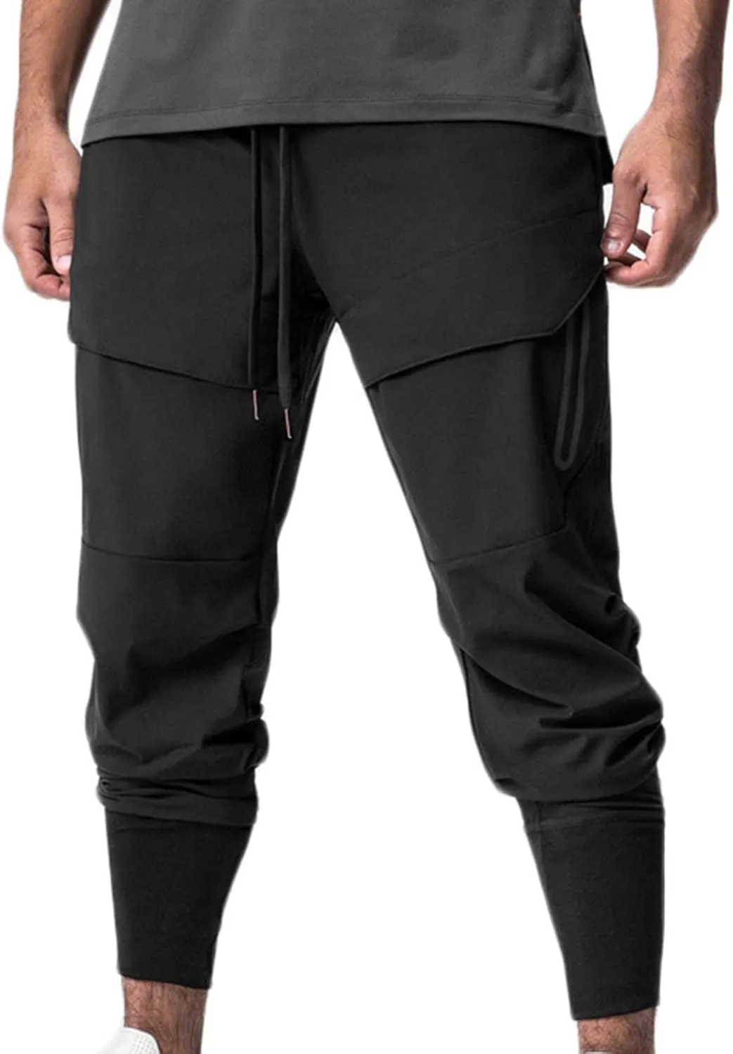Muscularfit Mens Jogger Pants Drawstring Stretch Quick Drying Solid Hiking Pants Skinny Slacks Tapered Cycling Climbing Pant