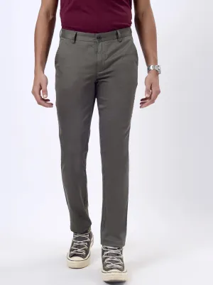 Olive Green Printed Uno Fit Casual Trouser | JadeBlue