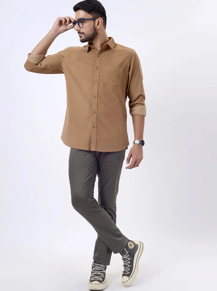 Olive Green Printed Uno Fit Casual Trouser | JadeBlue