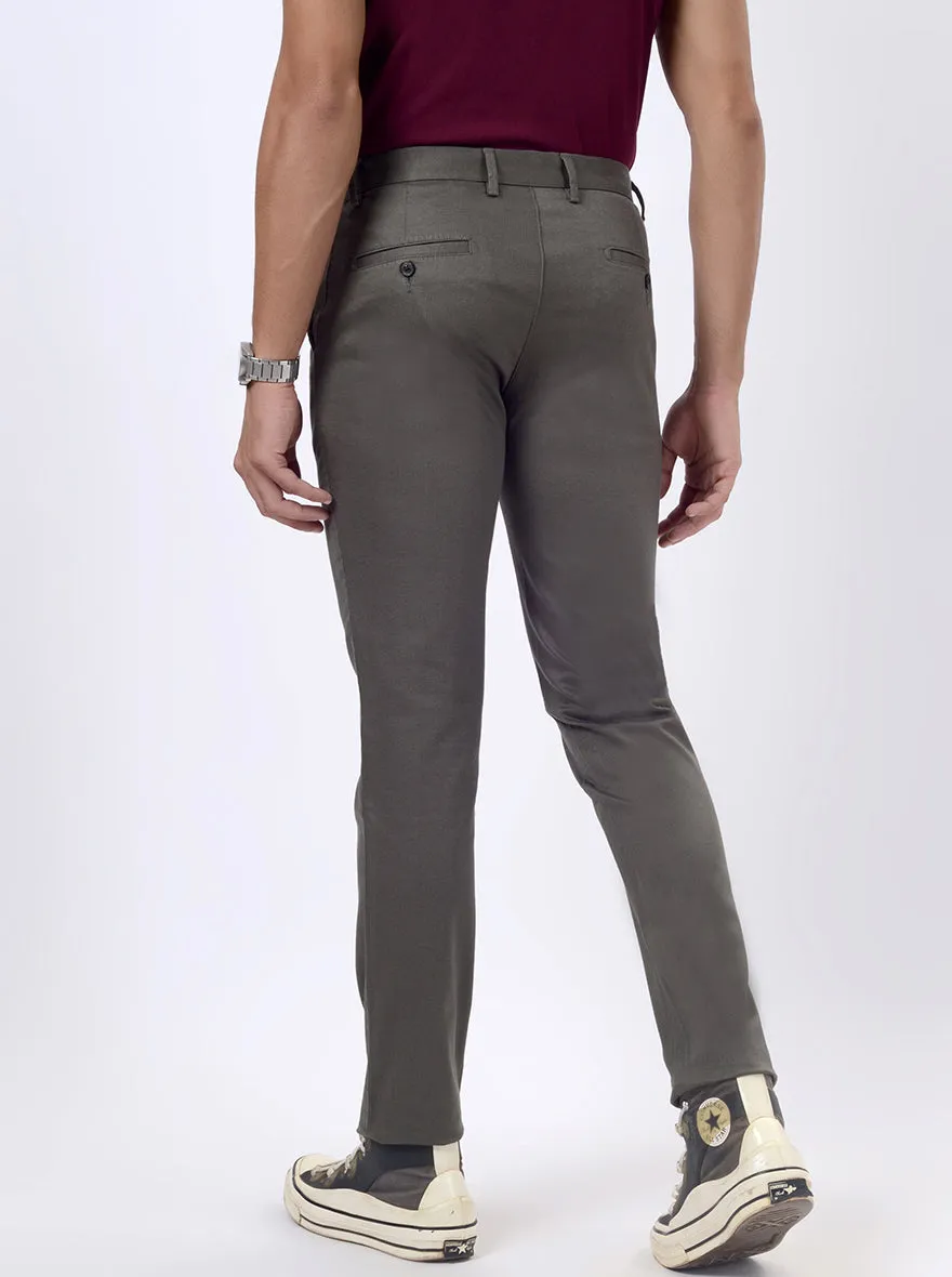 Olive Green Printed Uno Fit Casual Trouser | JadeBlue