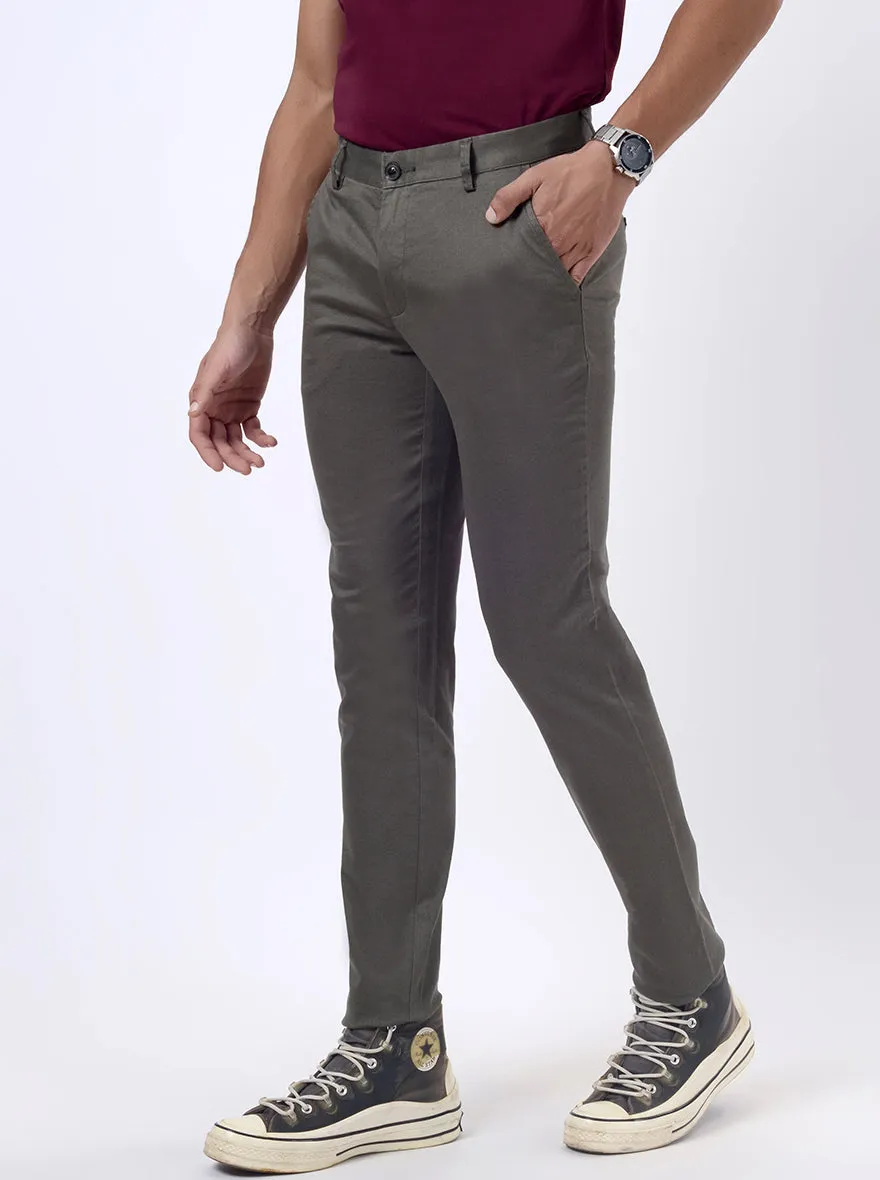 Olive Green Printed Uno Fit Casual Trouser | JadeBlue