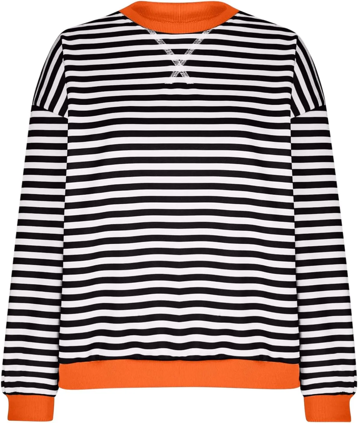 Oversized Sweatshirts for Women Casual Long Sleeve Stripes Sweatshirts Shirts Trendy Crewneck Tops Fall Fashion Clothes