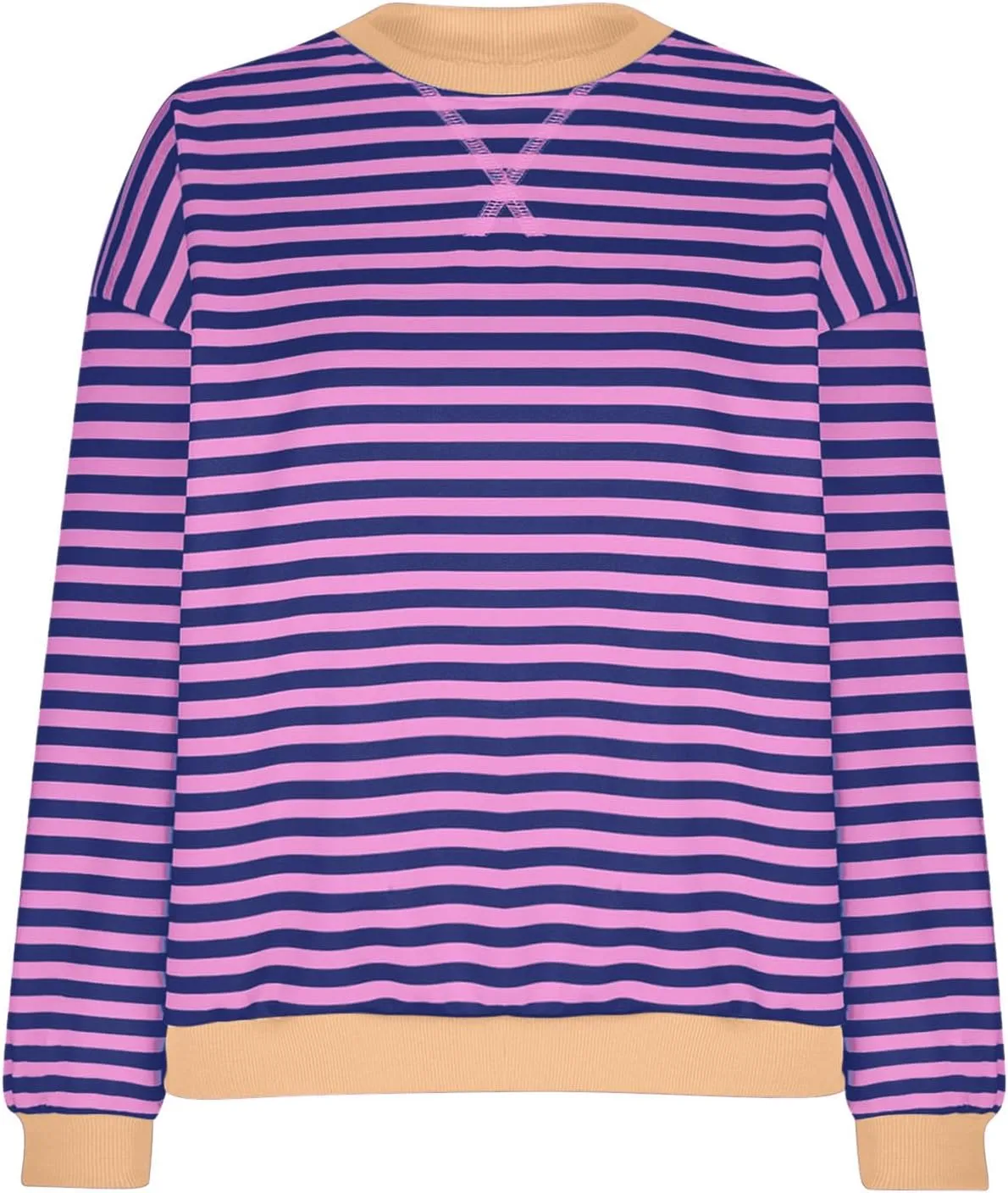 Oversized Sweatshirts for Women Casual Long Sleeve Stripes Sweatshirts Shirts Trendy Crewneck Tops Fall Fashion Clothes