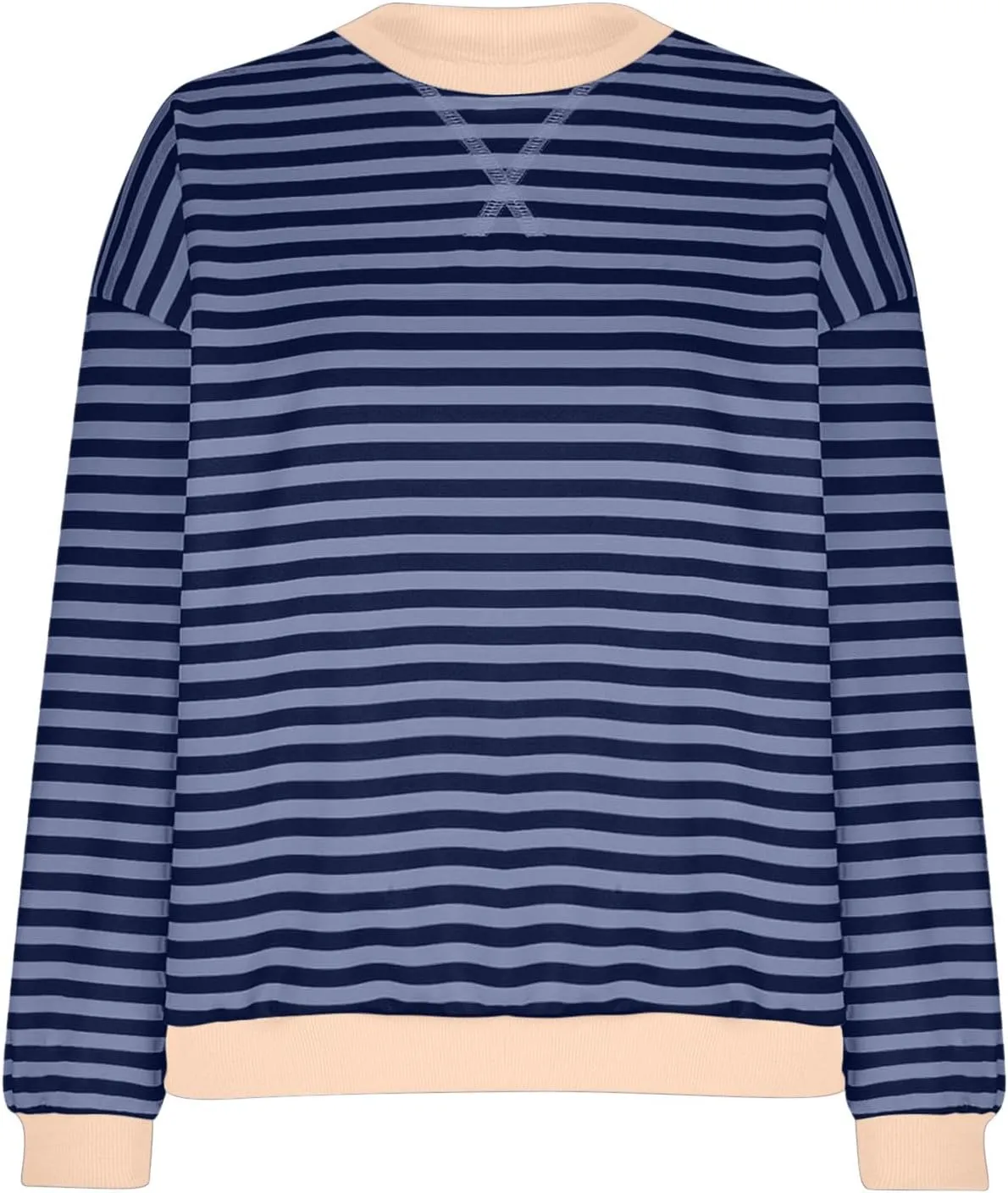 Oversized Sweatshirts for Women Casual Long Sleeve Stripes Sweatshirts Shirts Trendy Crewneck Tops Fall Fashion Clothes