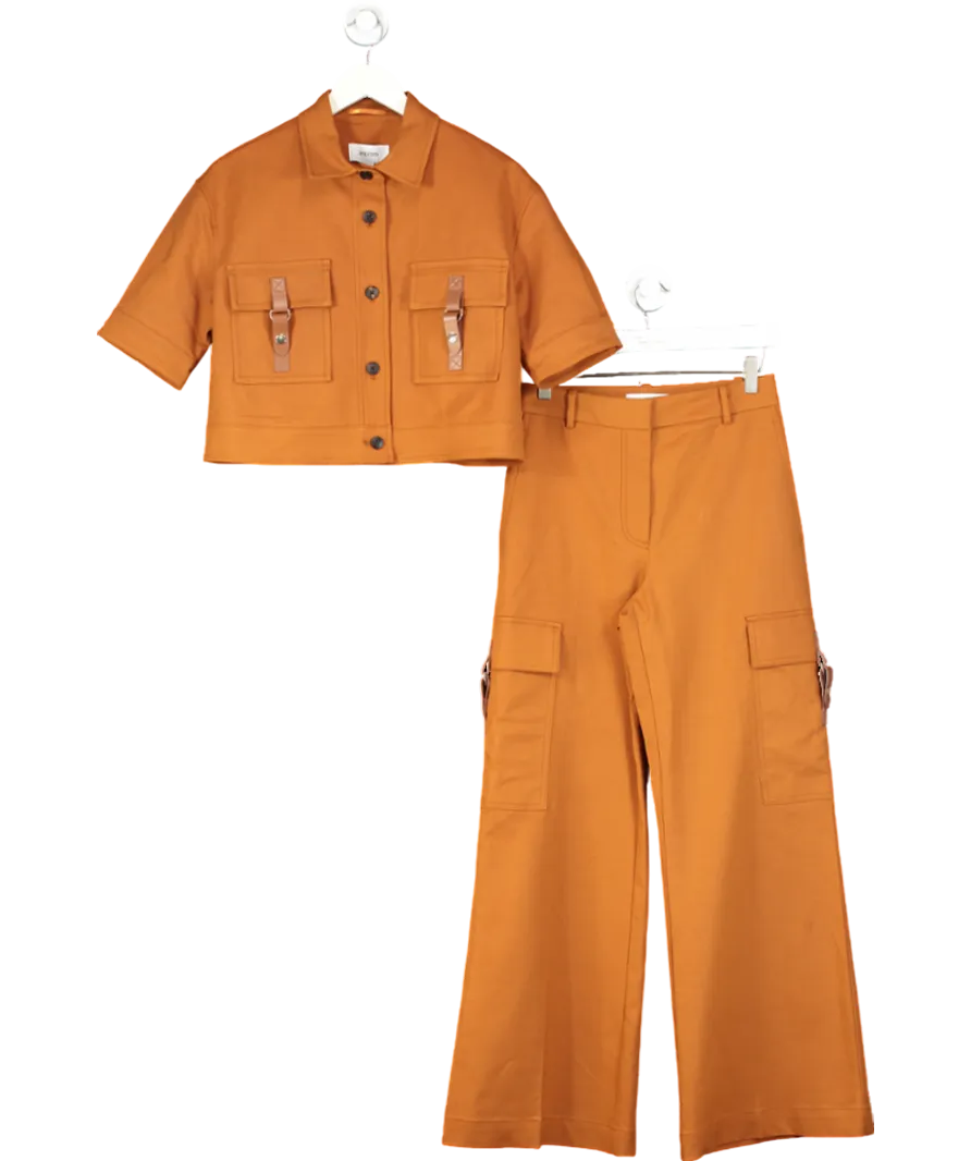 REISS 2-piece Mariane Cropped Cargo Top And Wide Leg Combat Trousers In Rust UK 6