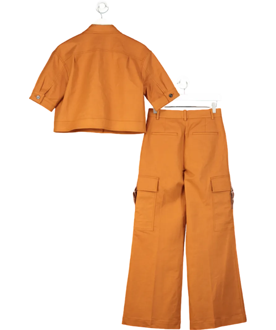 REISS 2-piece Mariane Cropped Cargo Top And Wide Leg Combat Trousers In Rust UK 6