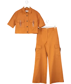 REISS 2-piece Mariane Cropped Cargo Top And Wide Leg Combat Trousers In Rust UK 6