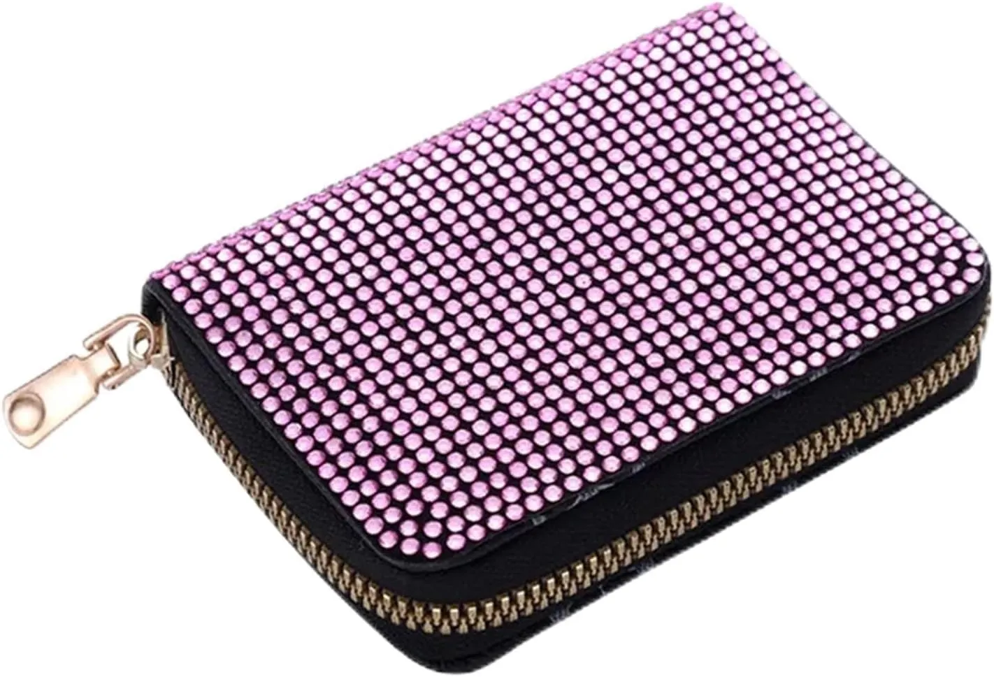 Rhinestone Small Wallet For Women Large-Capacity Multi-Card Slot Storage Bag Stylish Coin Purse Zipper For Wedding Party Prom(Pink)