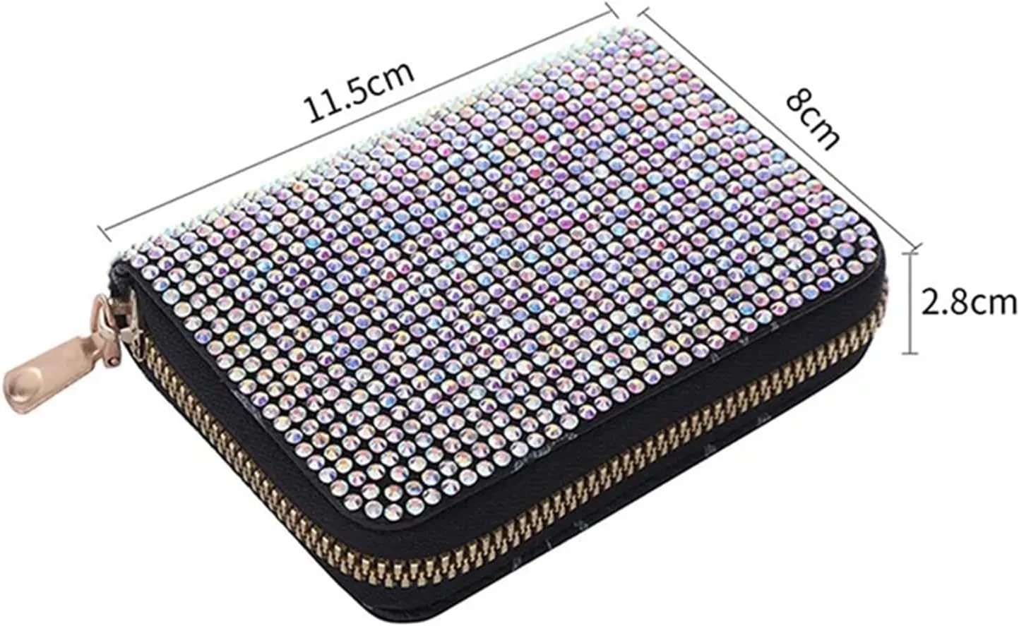 Rhinestone Small Wallet For Women Large-Capacity Multi-Card Slot Storage Bag Stylish Coin Purse Zipper For Wedding Party Prom(White)