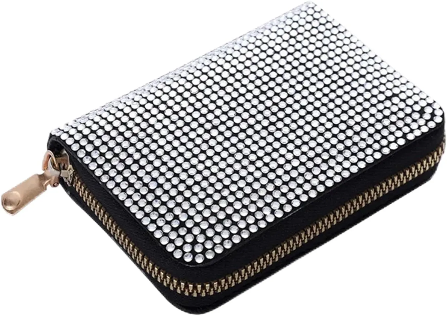 Rhinestone Small Wallet For Women Large-Capacity Multi-Card Slot Storage Bag Stylish Coin Purse Zipper For Wedding Party Prom(White)