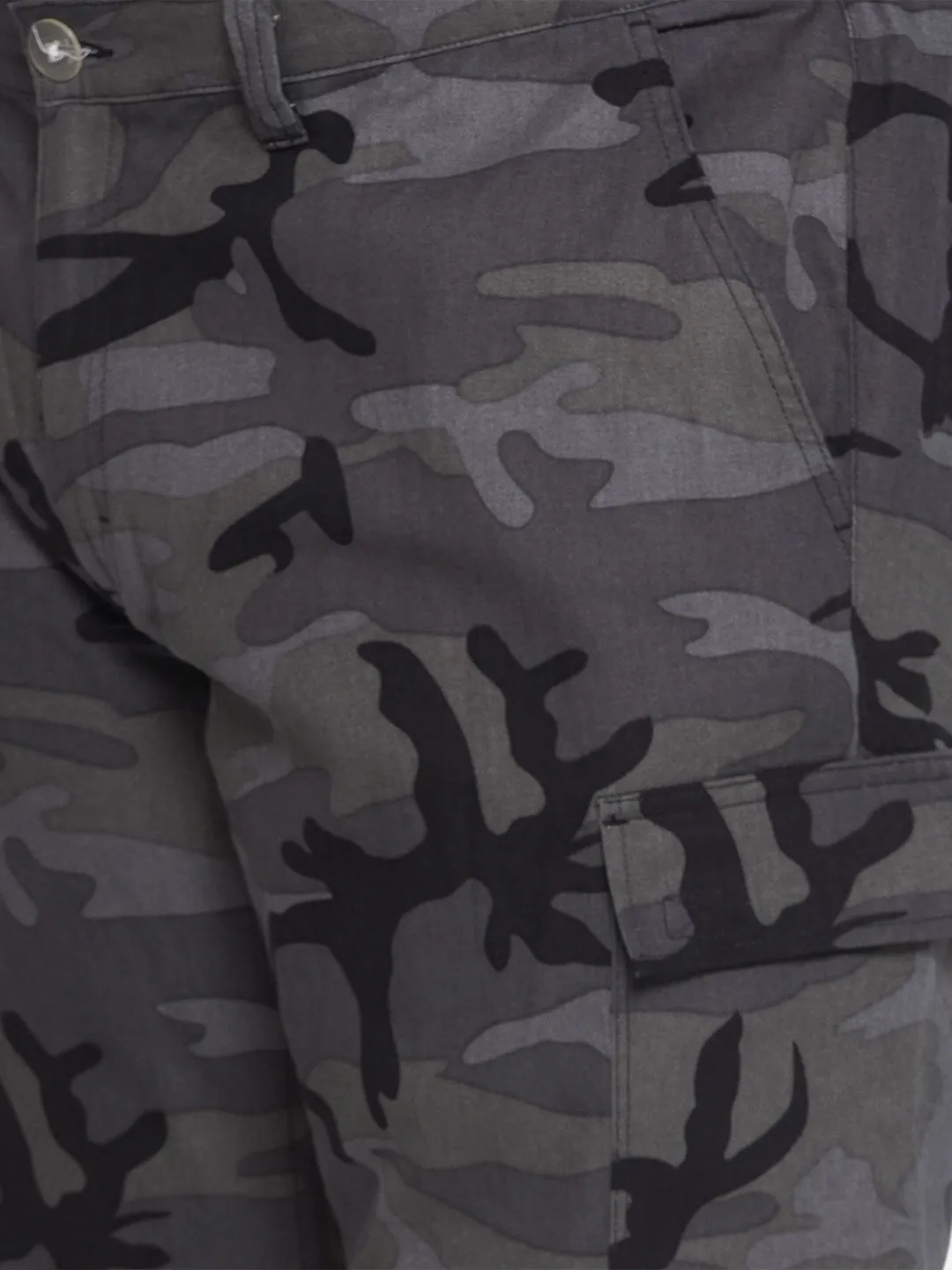 Santonio - Plus Size Men's Charcoal Regular Fit Pure Cotton Camouflage Printed Trousers