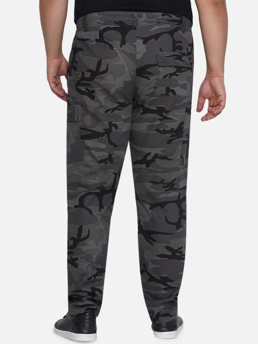 Santonio - Plus Size Men's Charcoal Regular Fit Pure Cotton Camouflage Printed Trousers