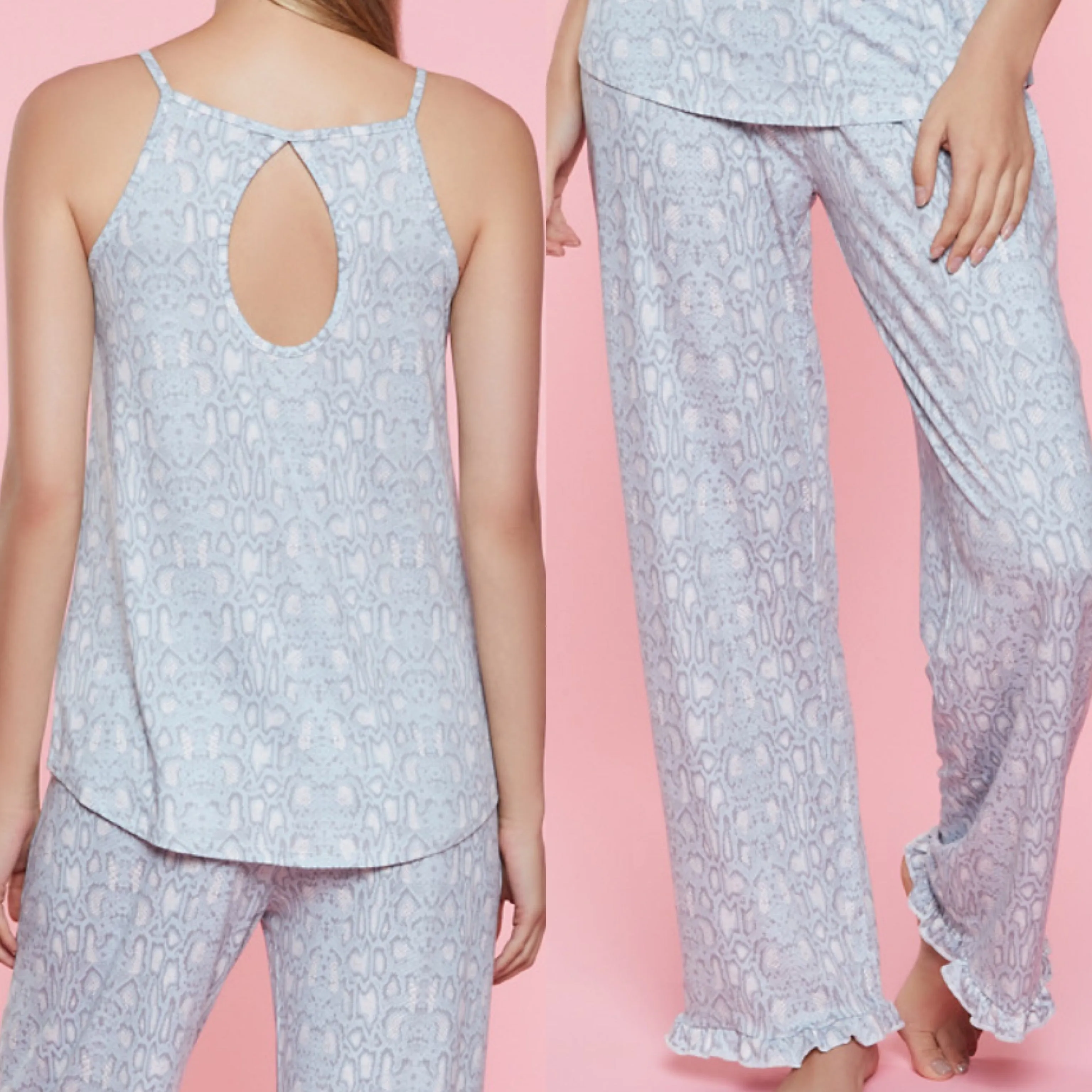 Snake print 2 piece PJ set.