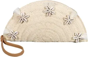Straw Envelope Bag for Women Stylish Shell Clutch Bag Wallet Party Prom 2025 Woven Wrist Evening Handbag