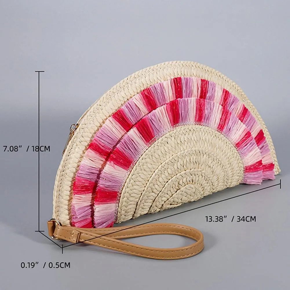 Straw Envelope Bag for Women Stylish Shell Clutch Bag Wallet Party Prom 2025 Woven Wrist Evening Handbag