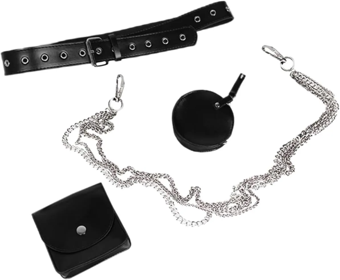 Stylish Chain Belt Bag Punk Waist Bag for Women Resistant Material Adjustable Chain Design