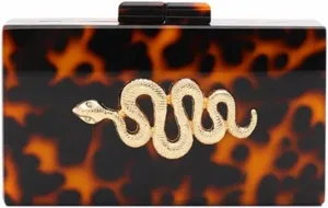 Stylish Women Metal Snake Acrylic Evening Clutch Square Box Handbag Long Chain Crossbody Bag for Wedding Party