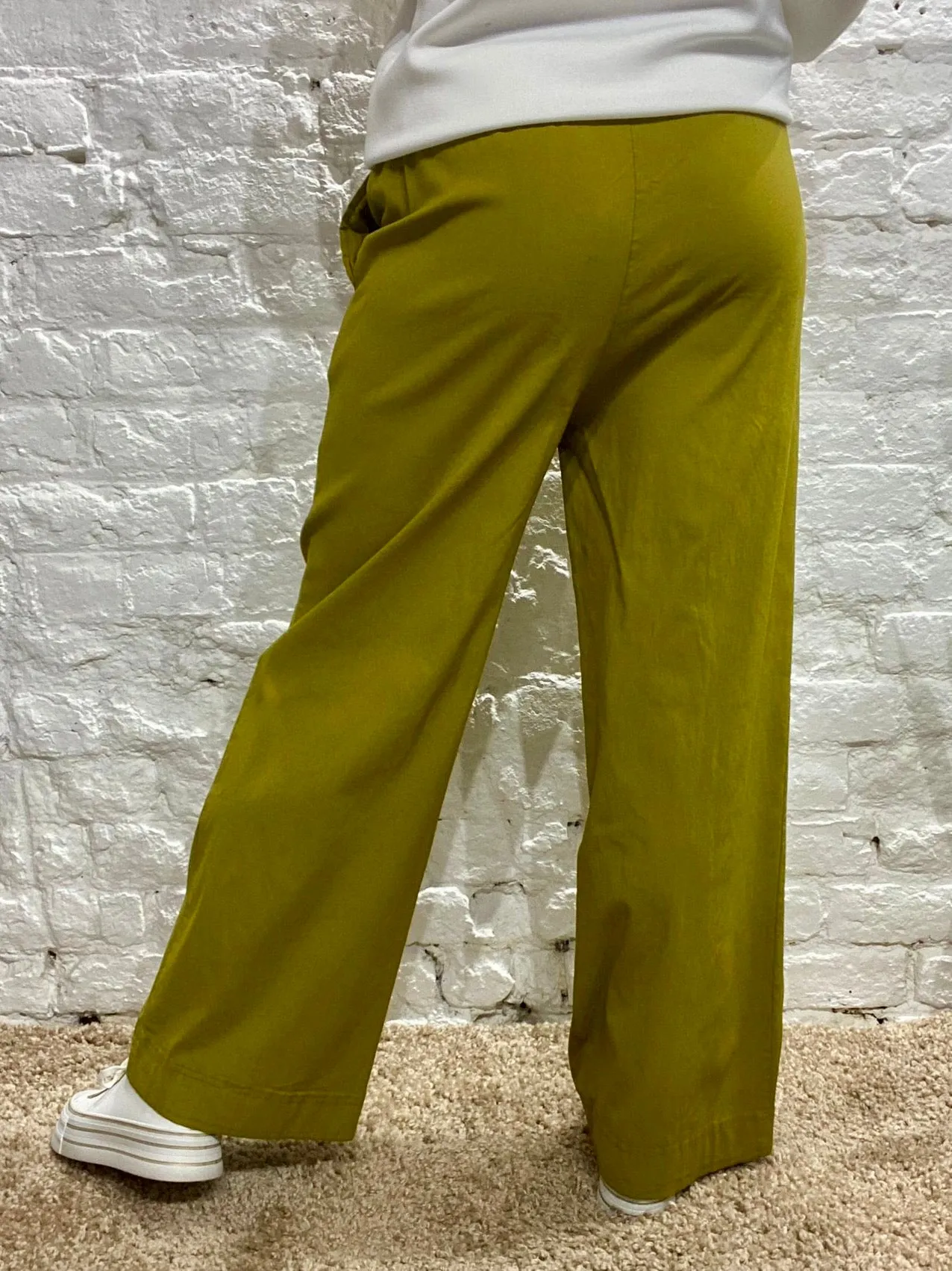 The Secret Lux Wide Leg Hemmed Magic Stretch Pant With Tie Waist