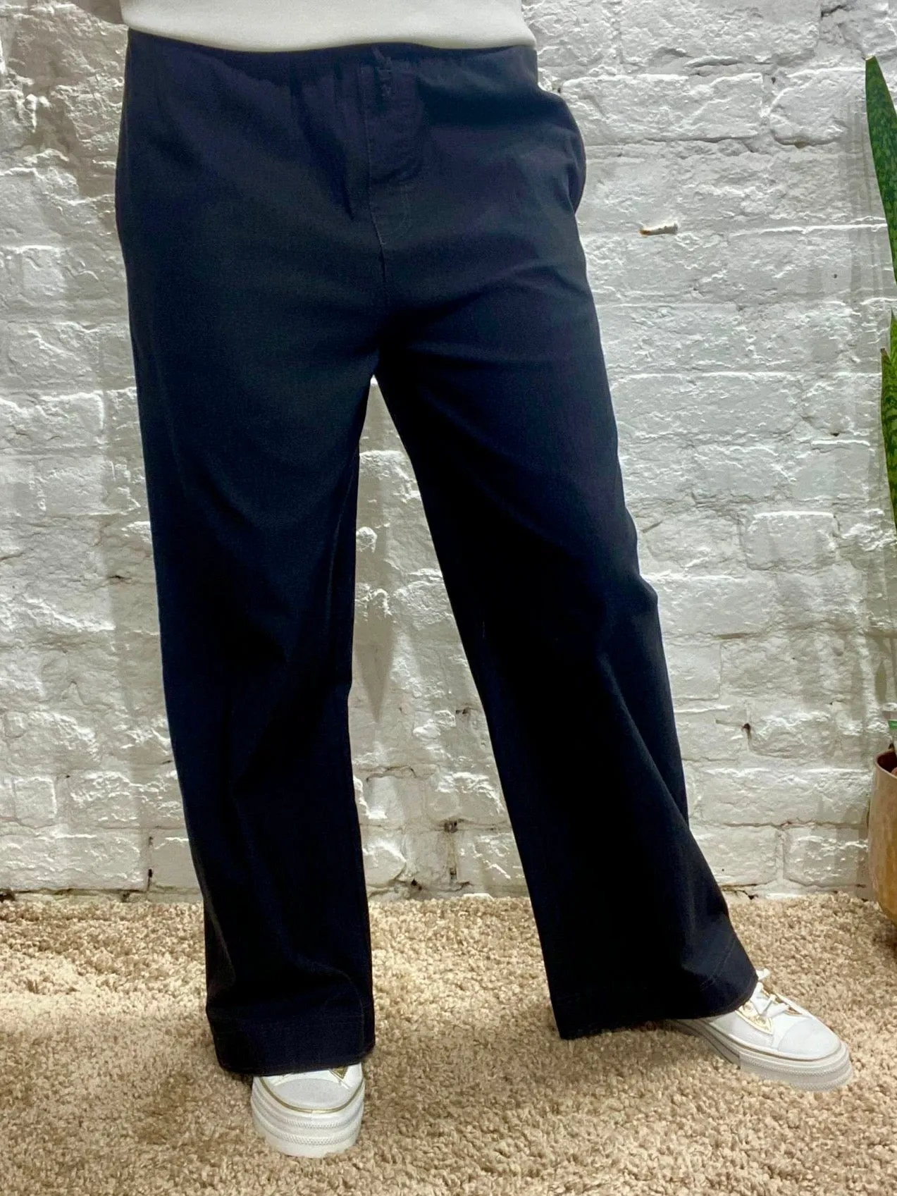 The Secret Lux Wide Leg Hemmed Magic Stretch Pant With Tie Waist