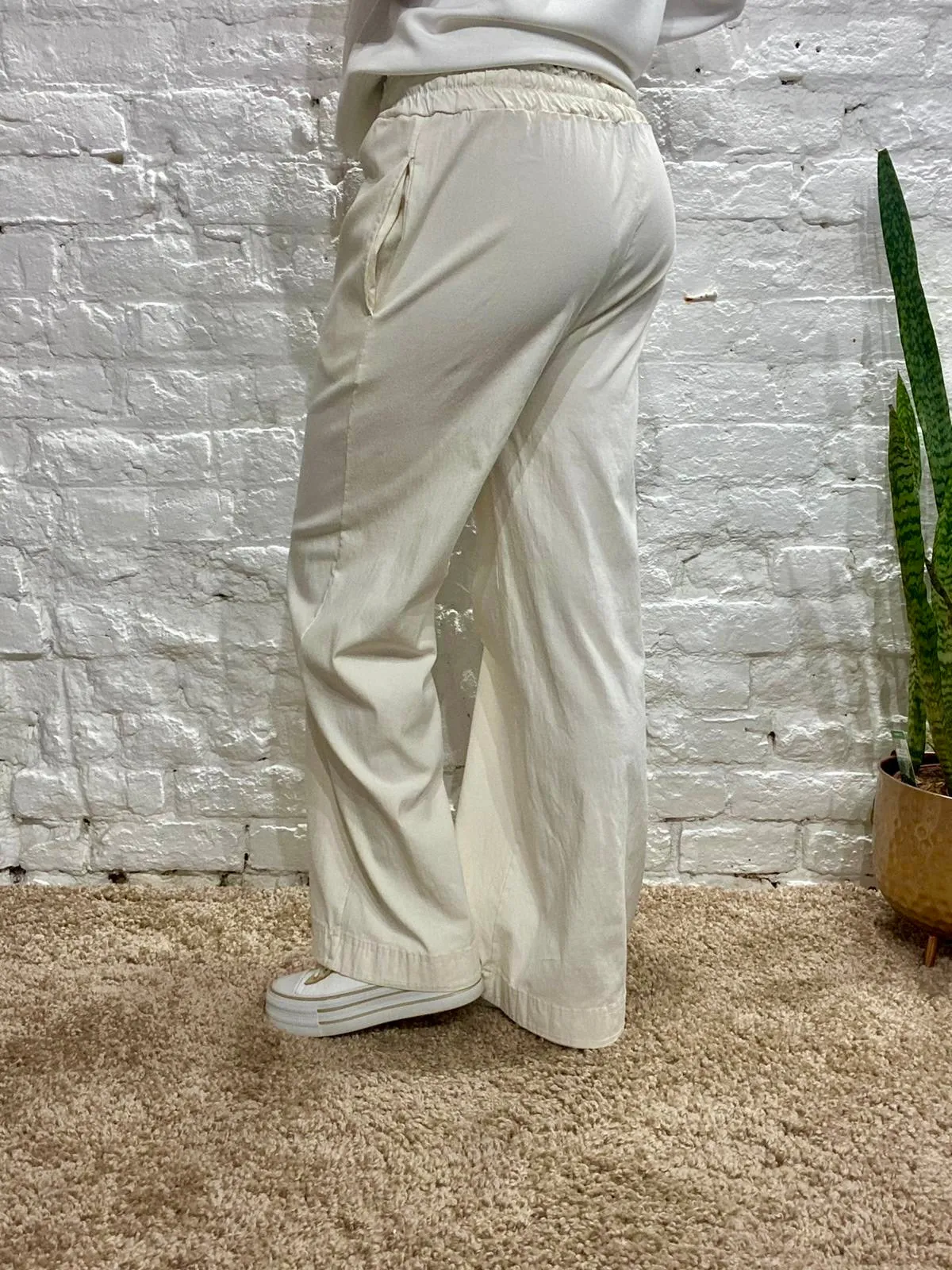 The Secret Lux Wide Leg Hemmed Magic Stretch Pant With Tie Waist