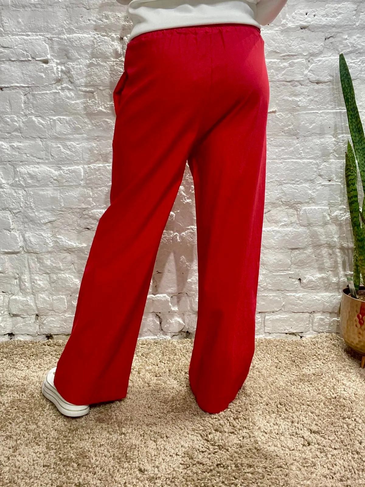 The Secret Lux Wide Leg Hemmed Magic Stretch Pant With Tie Waist
