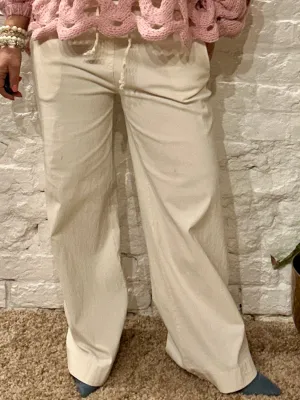The Secret Lux Wide Leg Hemmed Magic Stretch Pant With Tie Waist