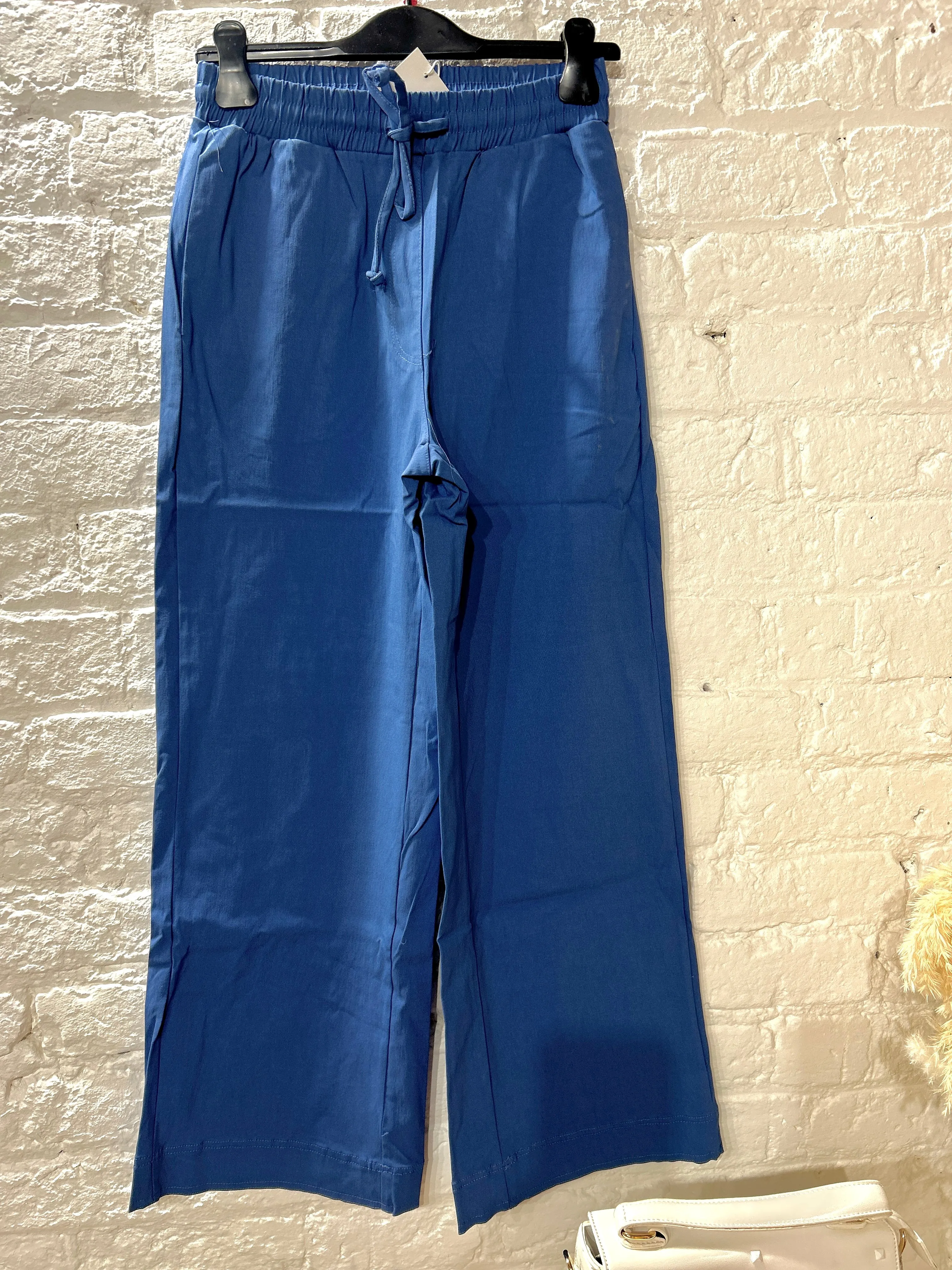 The Secret Lux Wide Leg Hemmed Magic Stretch Pant With Tie Waist