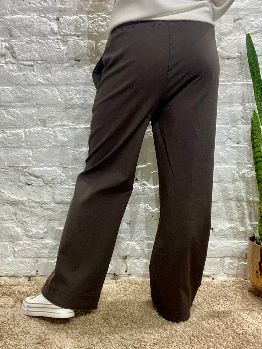 The Secret Lux Wide Leg Hemmed Magic Stretch Pant With Tie Waist