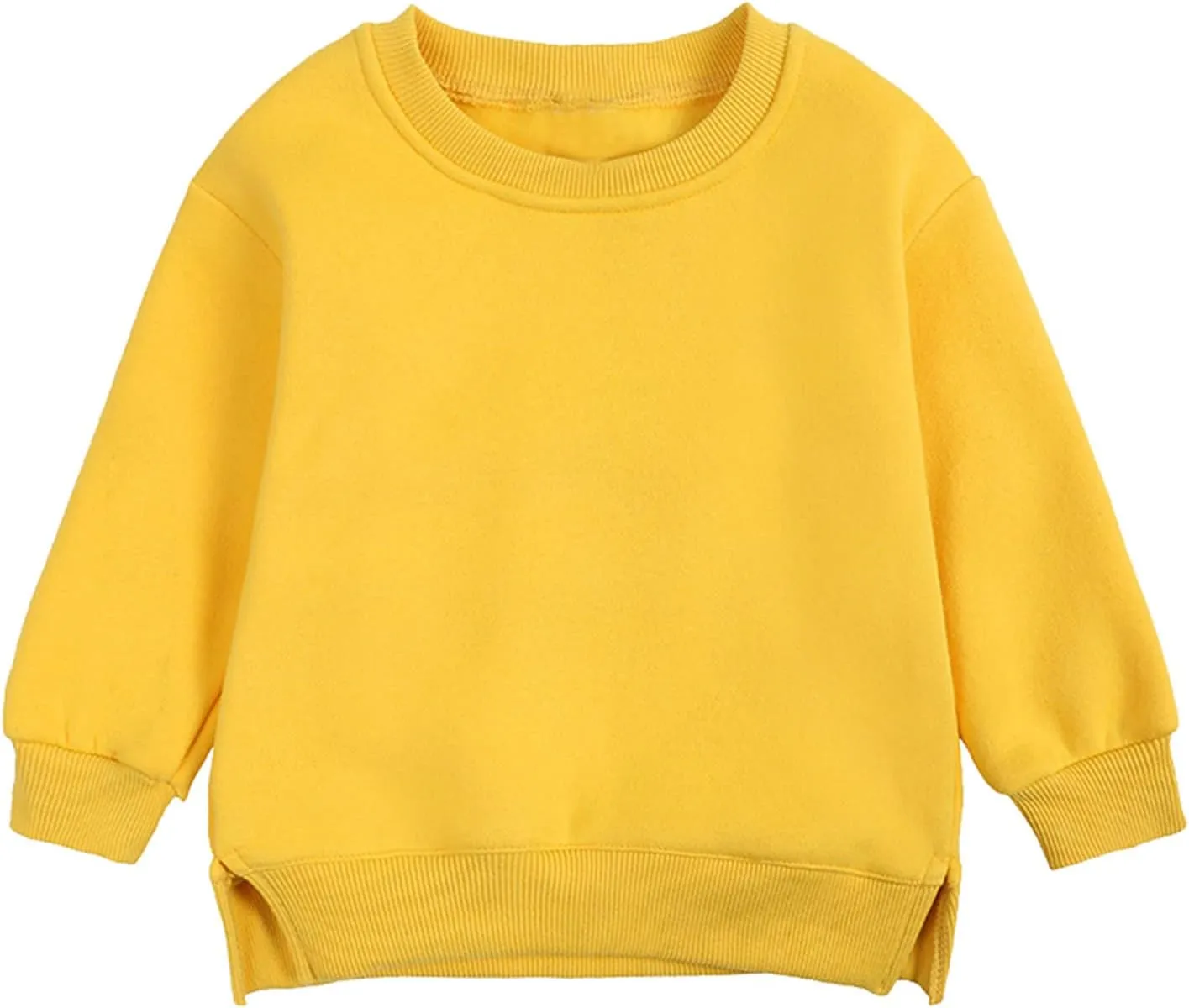 Toddler Boys Girls Fleece Lined Crewneck Sweatshirt Kids Sport Solid Basic Cotton Pullover Tops Long Girls Undershirts