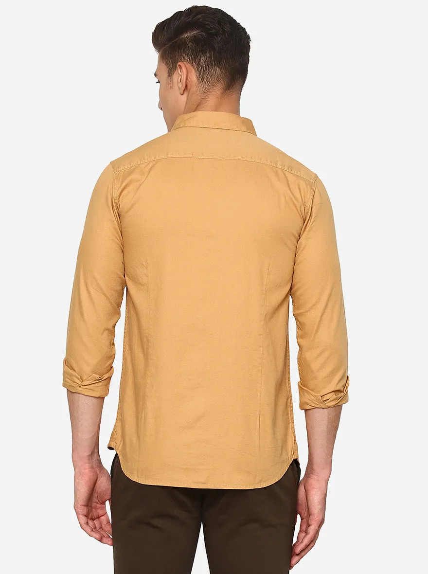 Tuffy Yellow Solid Slim Fit Semi Casual Shirt | JadeBlue