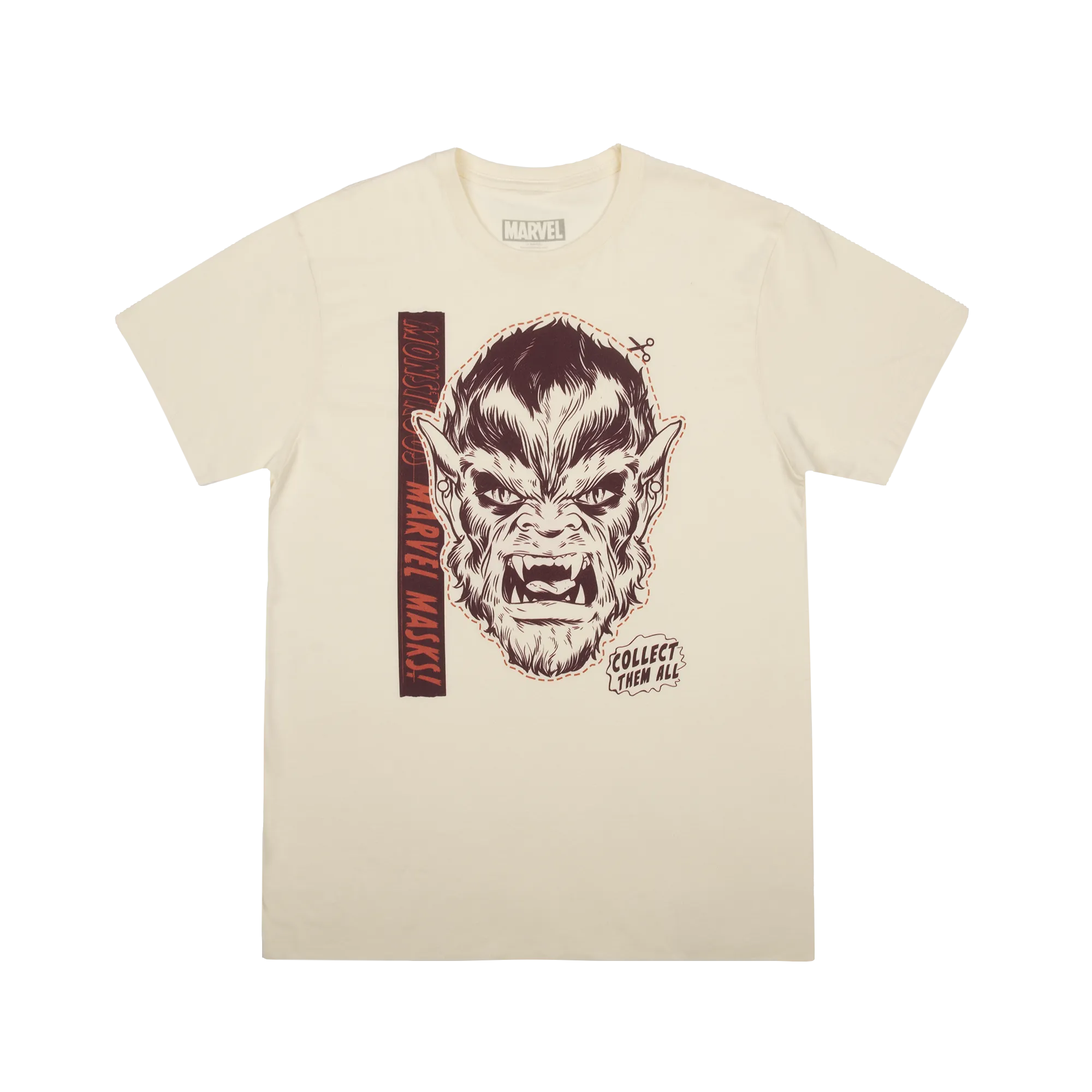 Werewolf By Night Mask Cutout Natural Tee