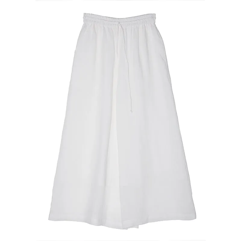 White Linen Summer Wide Leg Pants Autumn Women Casual Pants SMM97214
