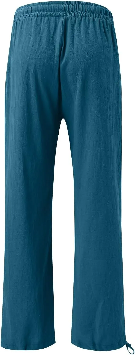 Wide Leg Linen Pants for Women Summer Palazzo Pants Casual Loose High Waist Trousers Loose Flowy Pants Plus Size