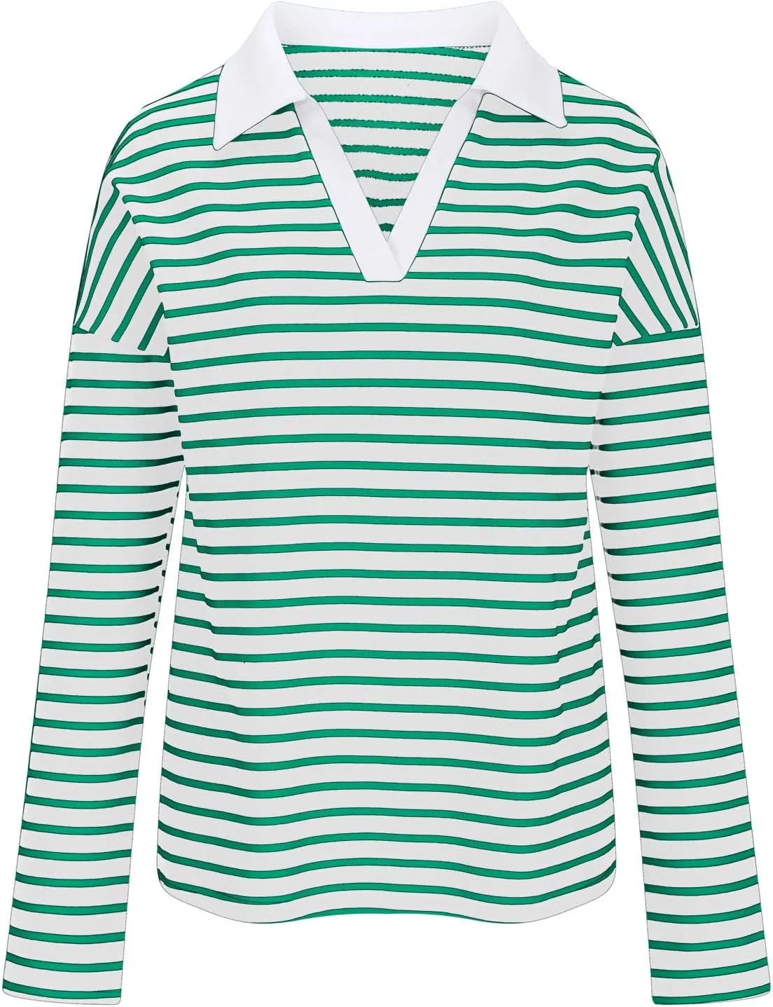Women Fall Fashion Sweatshirts Long Sleeve V-Neck Stripe Pullover Tops Casual Oversized Fall Clothes