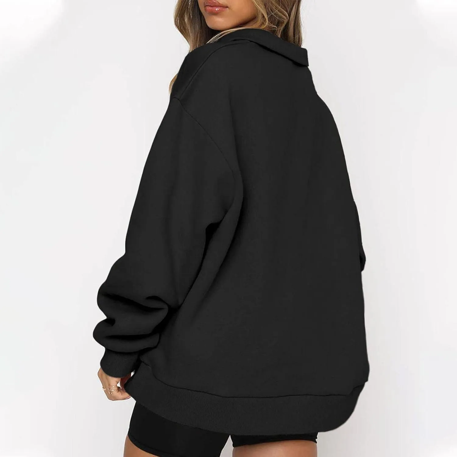 Women Half Zip Oversized Sweatshirt Quater Lapel Pullover Shirts Long Sleeve Fashion Tops Teen Girls Outfits Clothes 2023