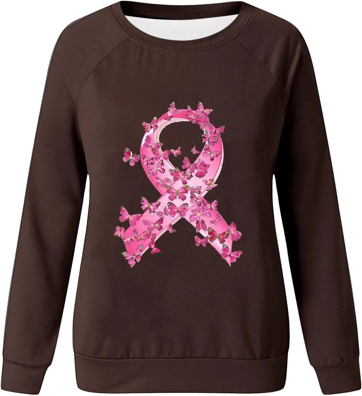 Women Oversized Sweatshirt Breast Cancer Fight Awareness Long Sleeve Crewneck Hoodies Shirts Pullover Top