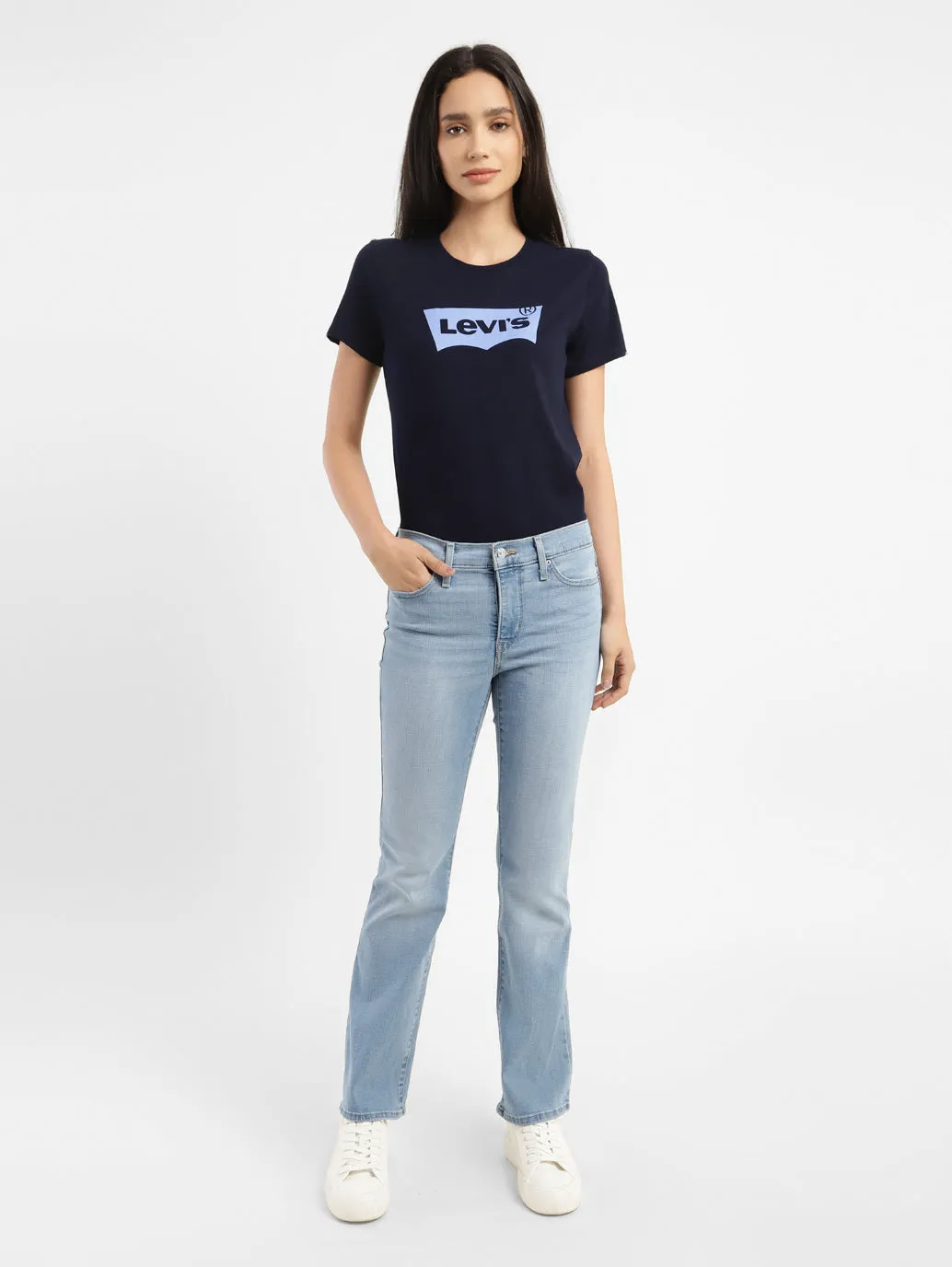 Women's 315 Blue Straight Fit Mid Rise Jeans